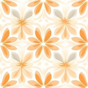 Orange & Gray Flowers on White
