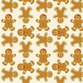 Holiday Gingerbread Men on cream  - Small