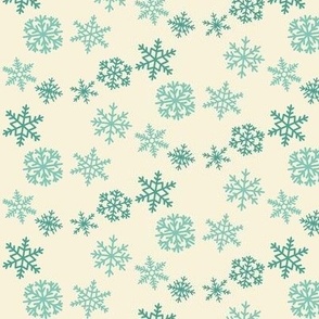 Shades of Blue Snowflakes on cream