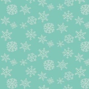 Soft Cream Snowflakes on light blue
