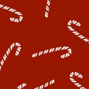 Tossed Candy Canes  in Cranberry Red (Large Scale)