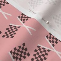 Auto Racing Finish Line Flags in Light Red Pink