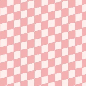 Diagonal Racing Flag Checkers in Pink and White