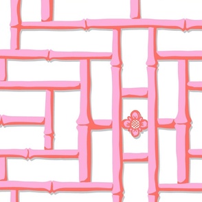 bamboo trellis / bright pink