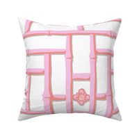 bamboo trellis - pink on white - large