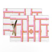 bamboo trellis / pink and orange