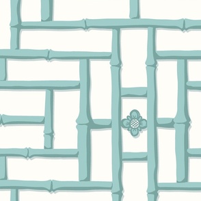 bamboo trellis / eggshell blue