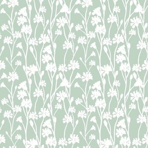 Soft Chicory Florals - Light Sage Green