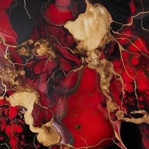 Red Black and Gold Alcohol Ink 1