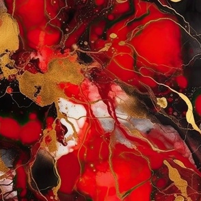 Red Black and Gold Alcohol Ink 2