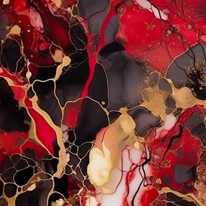 Red Black and Gold Alcohol Ink 3