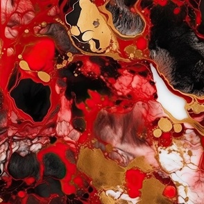 Red Black and Gold Alcohol Ink 4