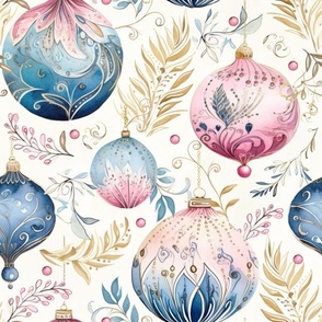 Elegant Pink and  Blue Ornaments (Large Scale)