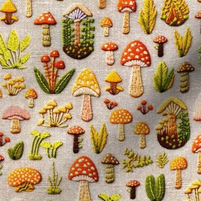 Embroidered Mushrooms (Large Scale)