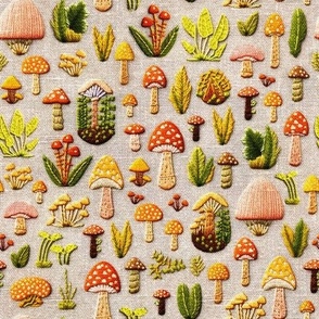 Embroidered Mushrooms (Large Scale)