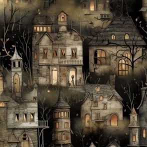 Watercolor Haunted Houses (Large Scale)