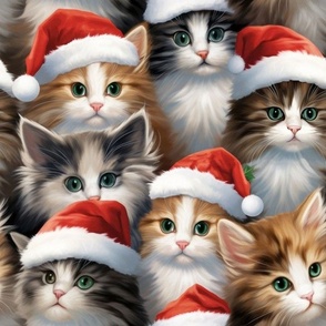 Kittens in Santa Hats (Large Scale)