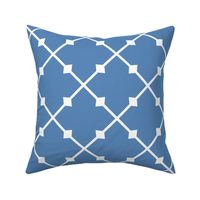 Embellished Navy Trellis in Classic Light Navy and White - Medium - Heritage, Country, Farmhouse