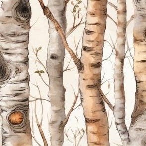Watercolor Birch Forest (Medium Scale)