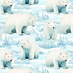 Watercolor Polar Bears (Small Scale)