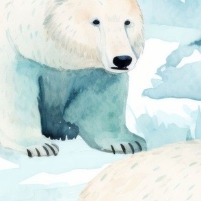Watercolor Polar Bears (Large Scale)