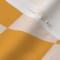 Warped Multi-Colored Checkerboard - (MEDIUM) goldenrod yellow, eggshell white