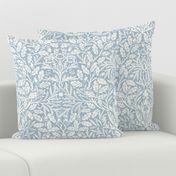 william morris acorns and oak leaves: content blue // arts and crafts, tapestry, damask, trellis