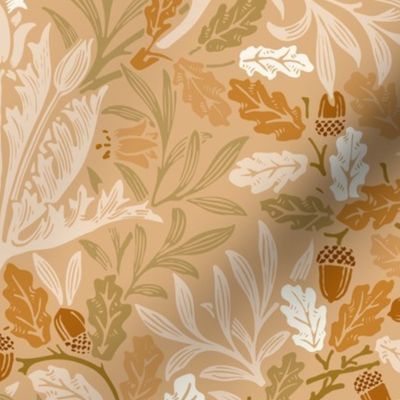 william morris acorns and oak leaves: content buff // arts and crafts, tapestry, damask, trellis