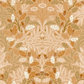 william morris acorns and oak leaves: content buff // arts and crafts, tapestry, damask, trellis