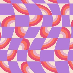 Warped Rainbow Checkerboard - (MEDIUM) purple, pink, orange, fuchsia