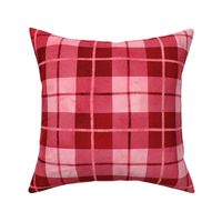 Wonky Watercolor Plaid - Cherry Red 2X