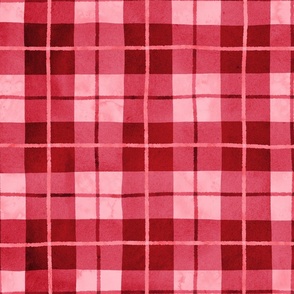 Wonky Watercolor Plaid - Cherry Red 2X
