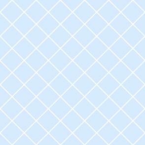 Light Blue Lattice in Light Azure Coastal Blue and White  - Medium - Baby Boy Nursery, Blue Diagonal Squares, Simple Trellis