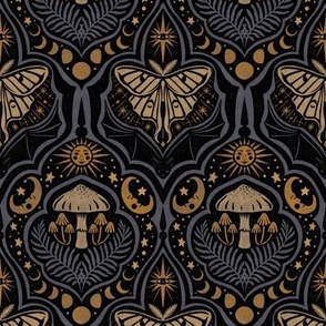 Gothic Nature Damask - small - midnight 