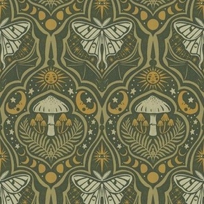Gothic Nature Damask - small - fern green 