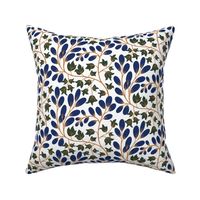 Vines and Berries - Navy - White - Medium