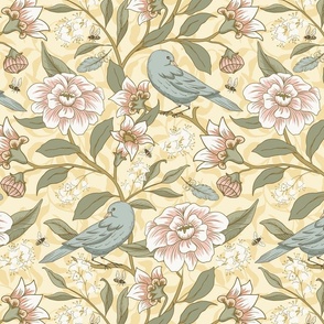  Victorian Floral - Large - Pastel Yellow