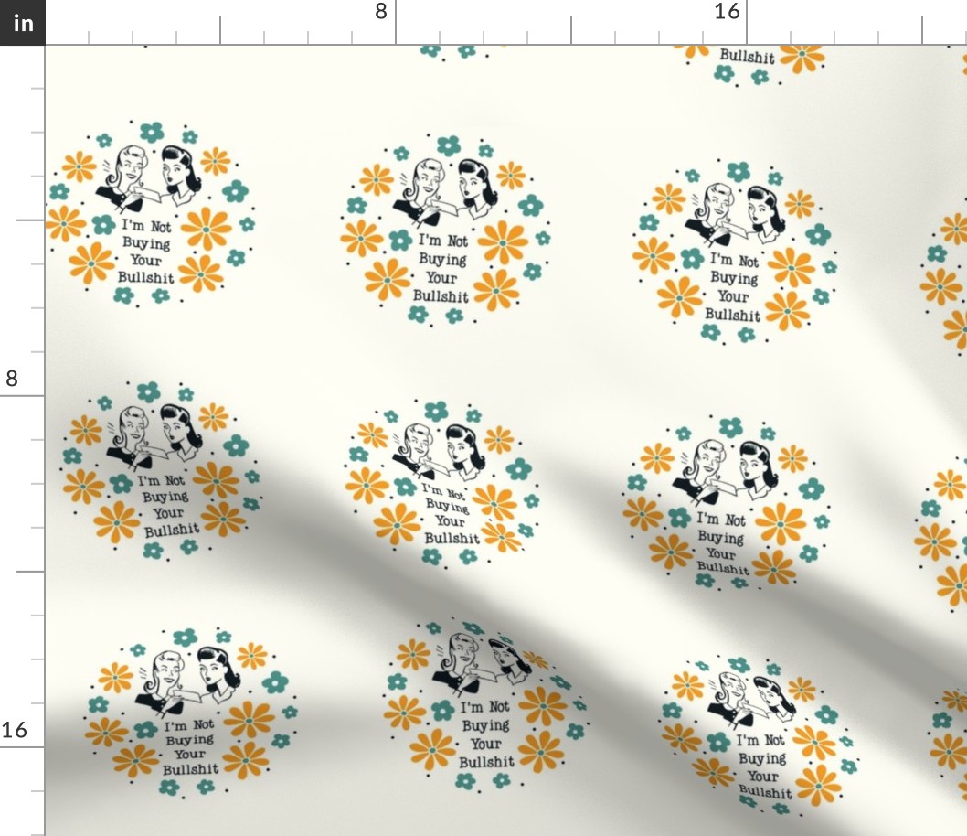 4" Circle Panel Sassy Ladies I'm Not Buying Your Bullshit on Ivory for Embroidery Hoop Projects Quilt Squares Iron on Patches