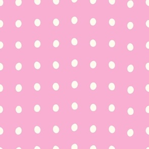 Dainty Dots, Polka Dot, Dancing Dots, Pink, Bubble Gum, Bright, White