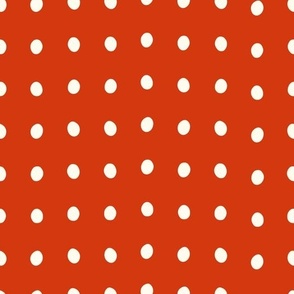 Dainty Dots, Polka Dot, Dancing Dots, Coral Red, Red, White