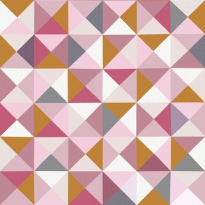 Triangle Squares Geometric - Pink & Orange (Medium Scale)
