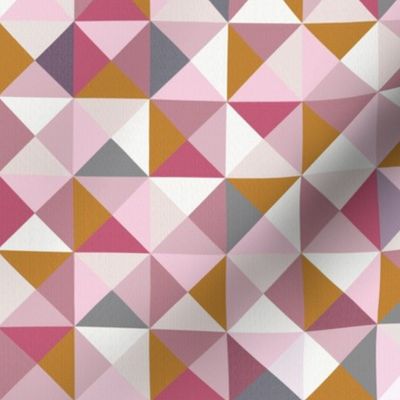 Triangle Squares Geometric - Pink & Orange (small scale)