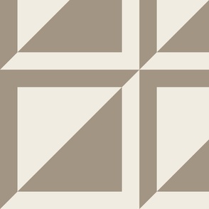 JUMBO // split checks - creamy white_ khaki brown - 12 inch squares