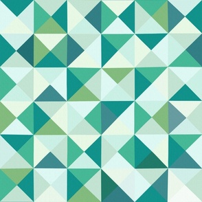 Triangle Squares Geometric - Blue & Green