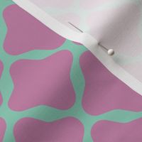 Groovy Retro Abstract Pink Blossoms on Aqua Pattern (Small) by Lisa Petrillo