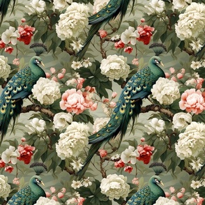 Chinoiserie Charm: Peacocks and Petals in Perfect Harmony