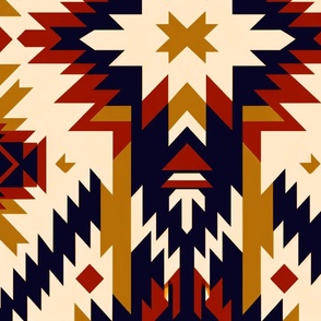 Navajo Star Native American Autumn Path Rug Pattern
