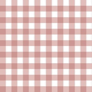 Medium // Gingham: Pink brown white dashed - Checkers fabric + wallpaper