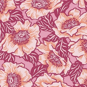 CONTEMPORARY TROPICAL FLORAL- PINK LRG