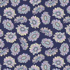 ROBERTA DAISY PAINTED FLORAL- NAVY SML